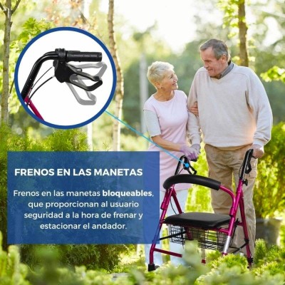 Andador Rollator de 4 Ruedas con Frenos y Asiento | ESCORIAL