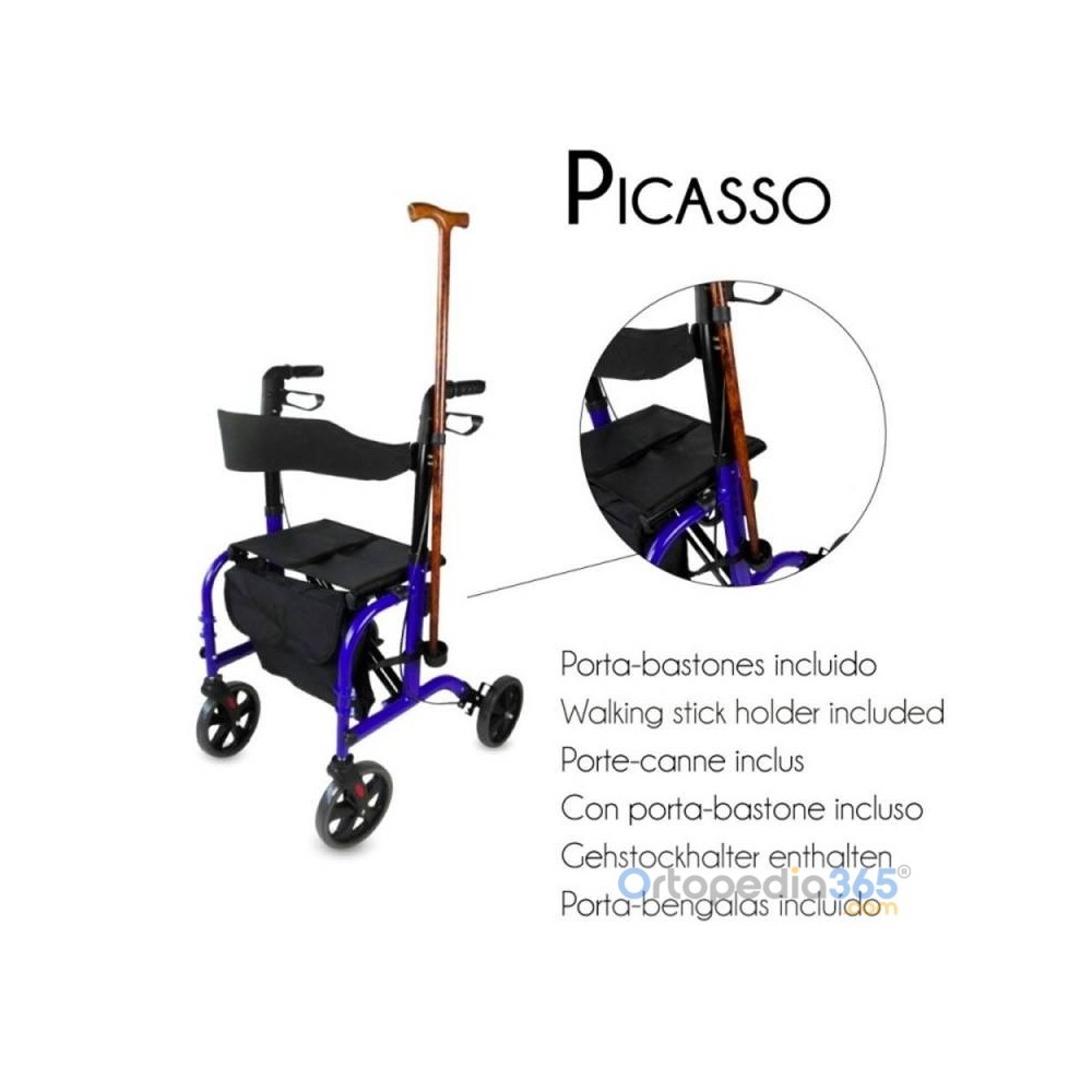 Andador silla de ruedas PICASSO 2 en 1 | Ortopedia365.com