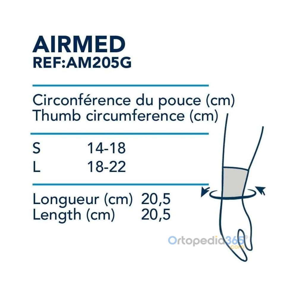 Muñequera metacarpiana Airmed sin pulgar - Ortopedia365.com