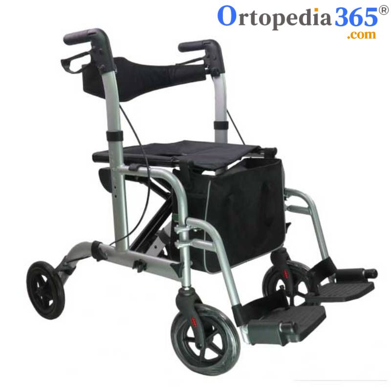 Andador Rollator Silla De Ruedas Lux| 2 En 1 | Altura Regulable, Plegable, Cesta Y Asiento-1