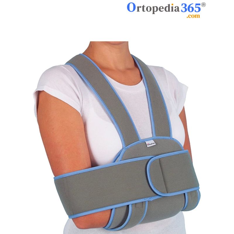 Cabestrillo ortopédico ajustable para hombro con tirantes cruzados – vista frontal