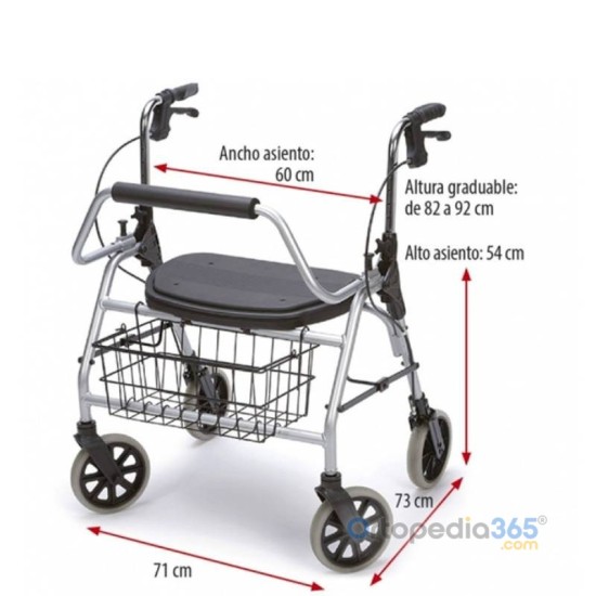 Andador bariátrico Maxi Rolator L 200 kg | Ortopedia365.com