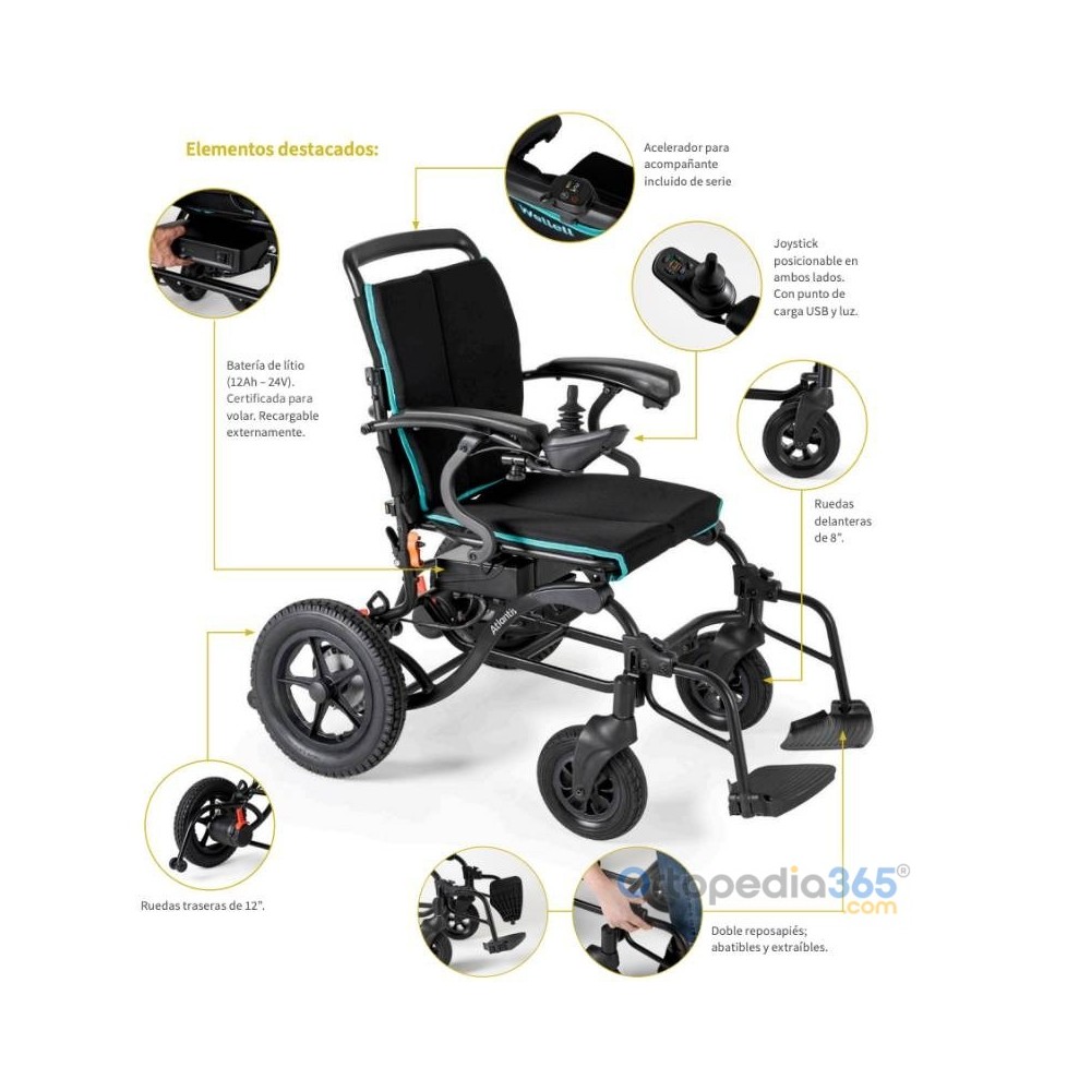 Silla de Ruedas Eléctrica Plegable I-Atlantis | Ortopedia365.com