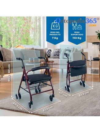 Andador 4 Ruedas Prado Plegable y Regulable en Altura-6